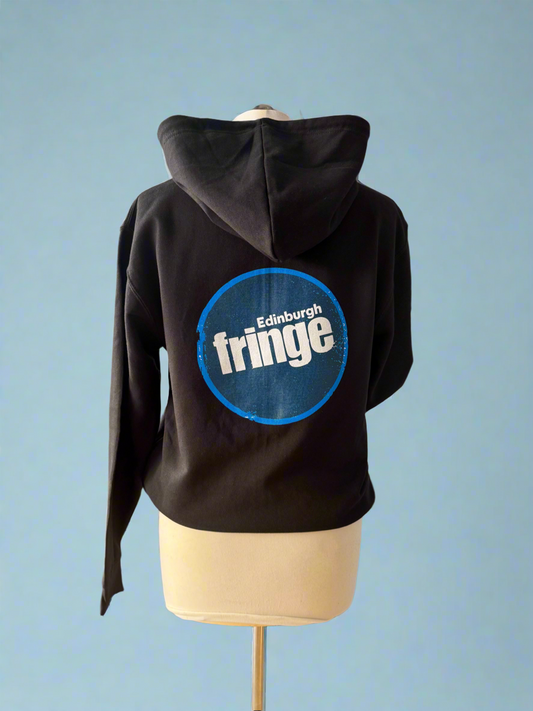 Jet black and blue Fringe zip hoodie