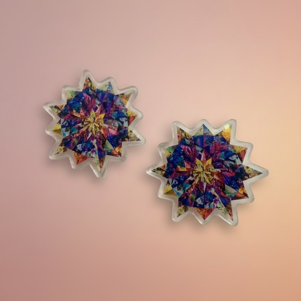 Kaleidoscope Fringe holographic pin badge