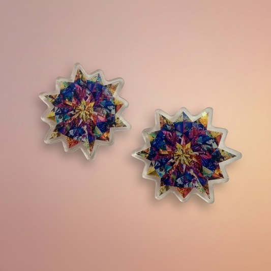 Kaleidoscope Fringe holographic pin badge
