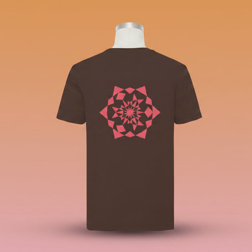 Dark Brown & Pink Kaleidoscope T-Shirt – 100% Cotton – Unisex