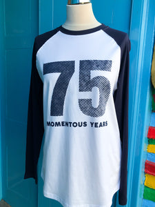 75 Anniversary vintage style baseball t-shirt