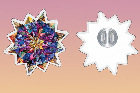 Kaleidoscope Fringe holographic pin badge