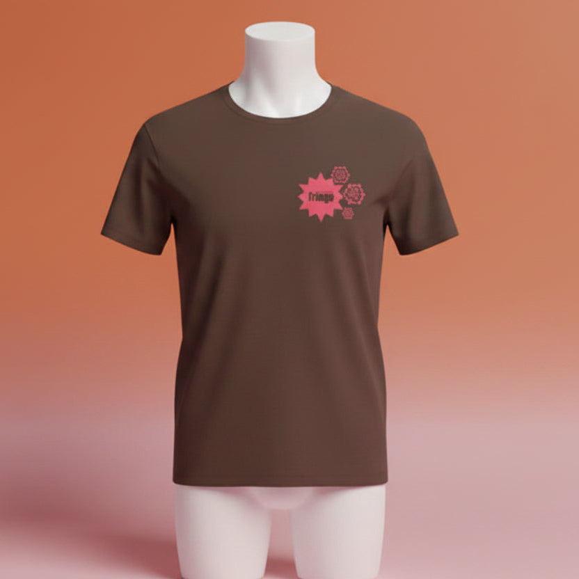 Dark Brown & Pink Kaleidoscope T-Shirt – 100% Cotton – Unisex